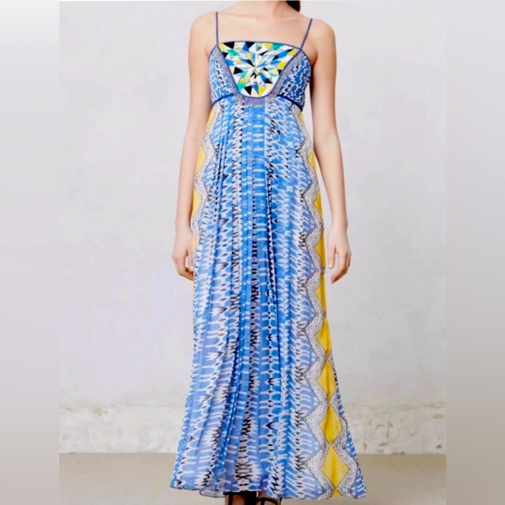 Anthropologie Ranna Gill Sunburst Beaded Bohemian Maxi Dress Size Medium NWT